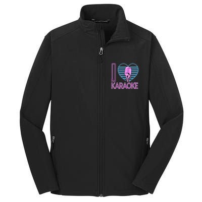 Karaoke Singer Heart 80s Retro I Love Karaoke Core Soft Shell Jacket