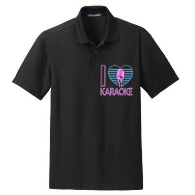 Karaoke Singer Heart 80s Retro I Love Karaoke Dry Zone Grid Polo