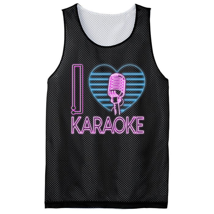 Karaoke Singer Heart 80s Retro I Love Karaoke Mesh Reversible Basketball Jersey Tank