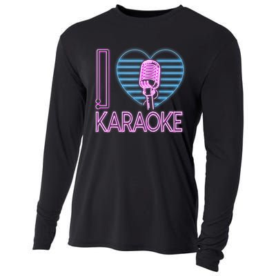 Karaoke Singer Heart 80s Retro I Love Karaoke Cooling Performance Long Sleeve Crew