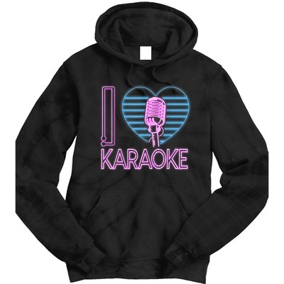 Karaoke Singer Heart 80s Retro I Love Karaoke Tie Dye Hoodie