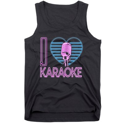 Karaoke Singer Heart 80s Retro I Love Karaoke Tank Top