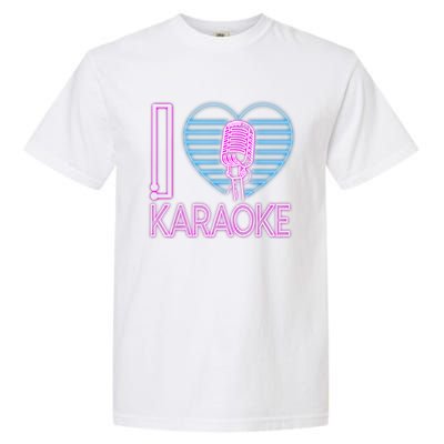 Karaoke Singer Heart 80s Retro I Love Karaoke Garment-Dyed Heavyweight T-Shirt