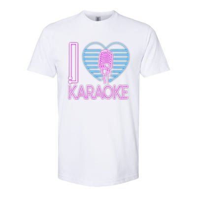 Karaoke Singer Heart 80s Retro I Love Karaoke Softstyle® CVC T-Shirt