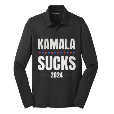 Kamala Sucks Harris President Election 2024 Trump Halloween Silk Touch Performance Long Sleeve Polo