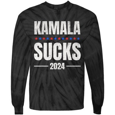 Kamala Sucks Harris President Election 2024 Trump Halloween Tie-Dye Long Sleeve Shirt