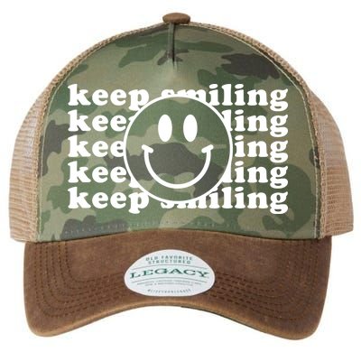 Keep Smiling Happy Face Legacy Tie Dye Trucker Hat