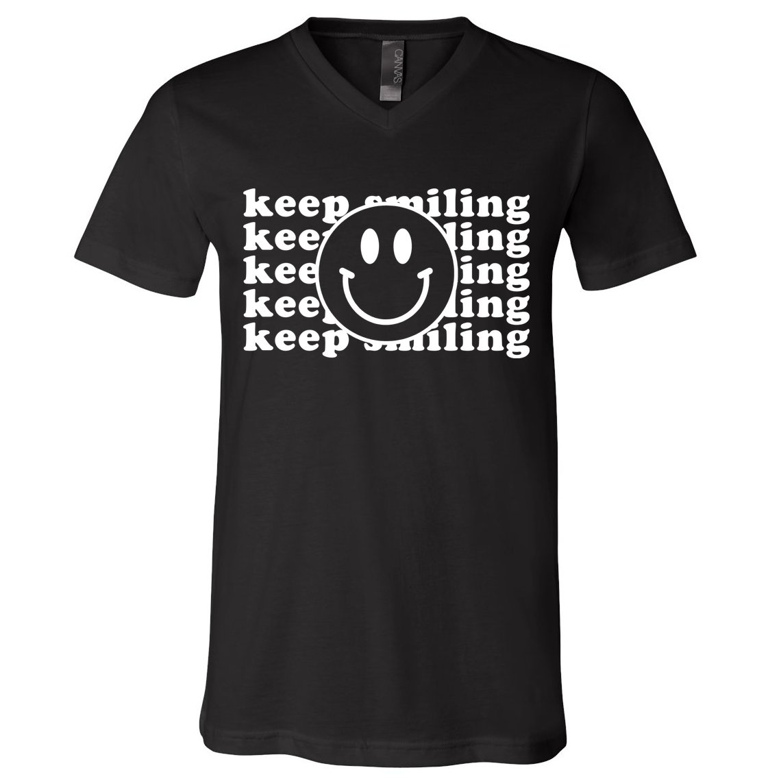 Keep Smiling Happy Face V-Neck T-Shirt