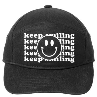 Keep Smiling Happy Face 7-Panel Snapback Hat