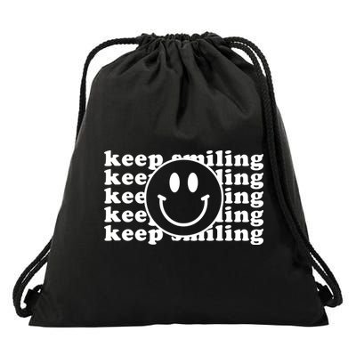 Keep Smiling Happy Face Drawstring Bag