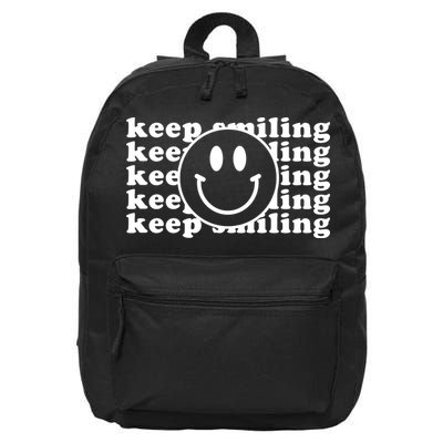 Keep Smiling Happy Face 16 in Basic Backpack