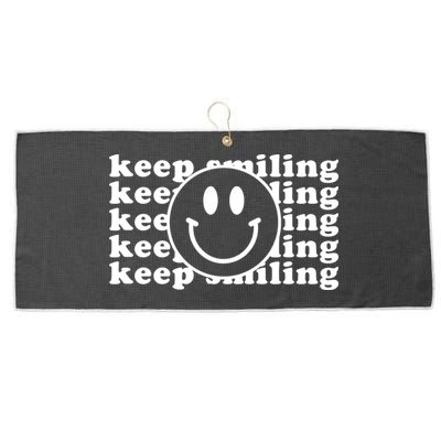 Keep Smiling Happy Face Large Microfiber Waffle Golf Towel