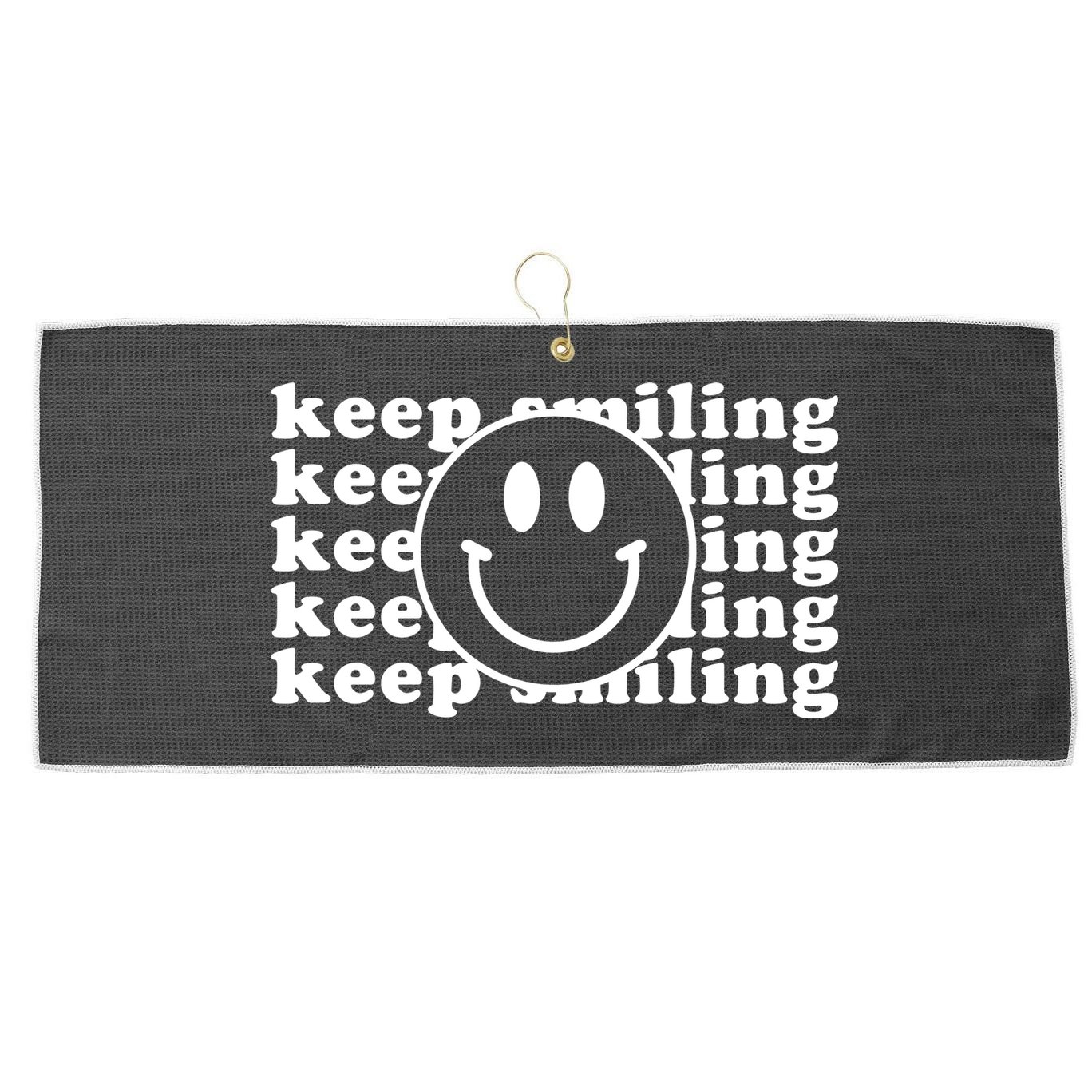 Keep Smiling Happy Face Large Microfiber Waffle Golf Towel