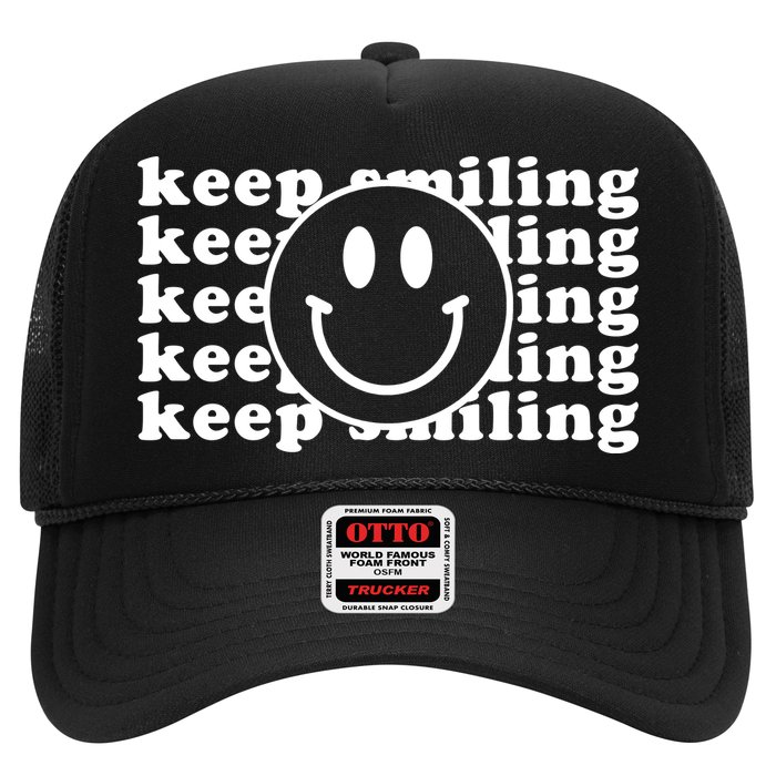 Keep Smiling Happy Face Trucker Hat
