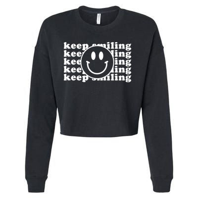 Keep Smiling Happy Face Cropped Pullover Crew