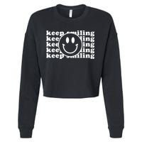 Keep Smiling Happy Face Cropped Pullover Crew