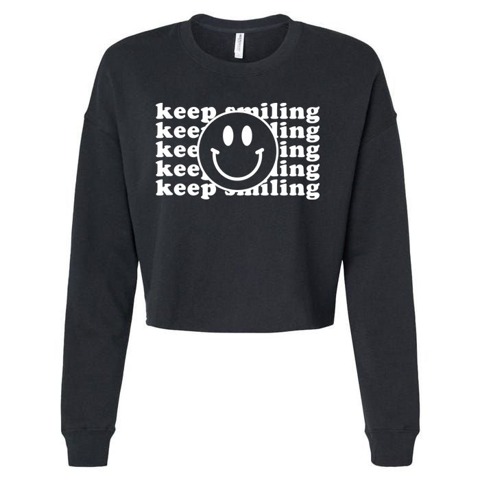 Keep Smiling Happy Face Cropped Pullover Crew