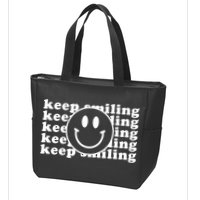 Keep Smiling Happy Face Zip Tote Bag