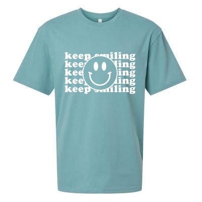 Keep Smiling Happy Face Sueded Cloud Jersey T-Shirt