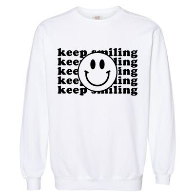 Keep Smiling Happy Face Garment-Dyed Sweatshirt