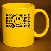 Keep Smiling Happy Face 11oz C Handle Ceramic Mug