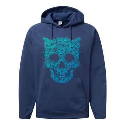 Kitten Skeleton Halloween Costume Skull Cats Gift Performance Fleece Hoodie