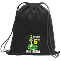 Kids Snakes Its My 5th Birthday 5 Year Old Birthday Sweatshirt Cinch Pack Bag