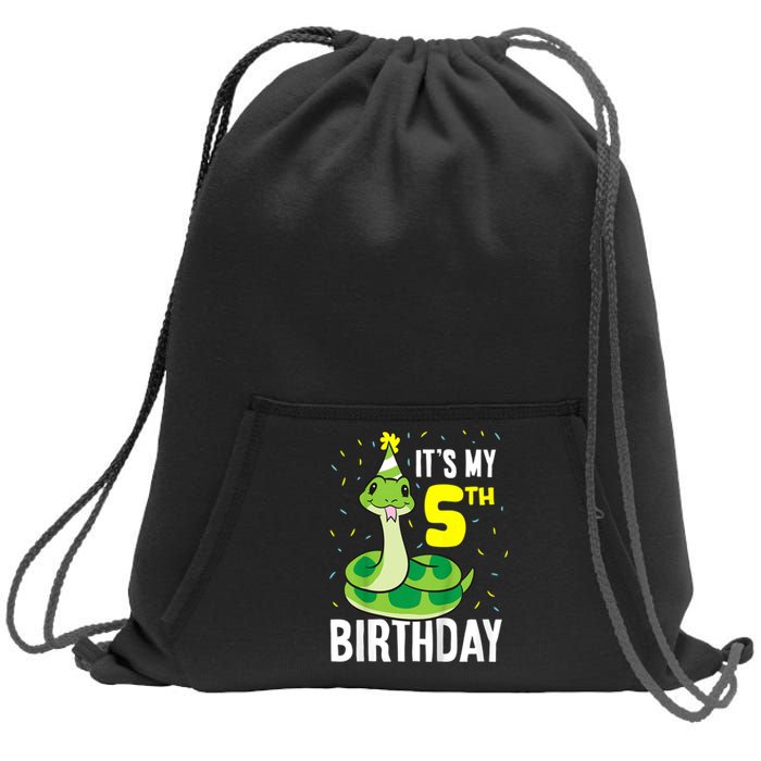 Kids Snakes Its My 5th Birthday 5 Year Old Birthday Sweatshirt Cinch Pack Bag