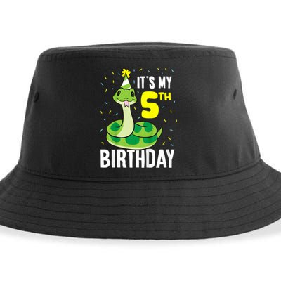 Kids Snakes Its My 5th Birthday 5 Year Old Birthday Sustainable Bucket Hat