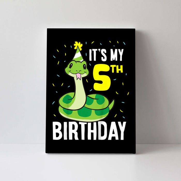 Kids Snakes Its My 5th Birthday 5 Year Old Birthday Canvas