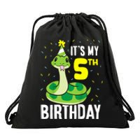 Kids Snakes Its My 5th Birthday 5 Year Old Birthday Drawstring Bag