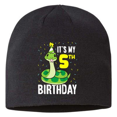 Kids Snakes Its My 5th Birthday 5 Year Old Birthday Sustainable Beanie