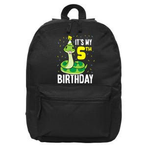 Kids Snakes Its My 5th Birthday 5 Year Old Birthday 16 in Basic Backpack