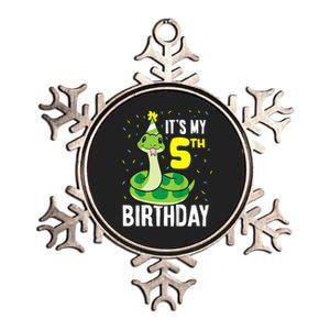 Kids Snakes Its My 5th Birthday 5 Year Old Birthday Metallic Star Ornament