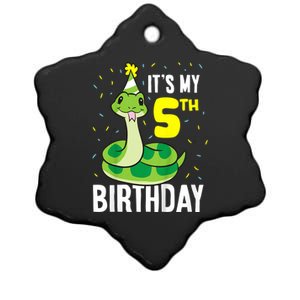 Kids Snakes Its My 5th Birthday 5 Year Old Birthday Ceramic Star Ornament