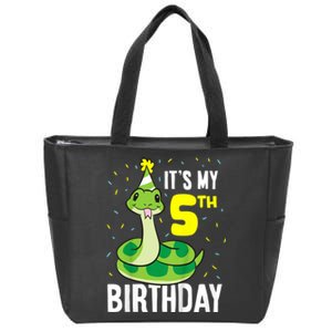 Kids Snakes Its My 5th Birthday 5 Year Old Birthday Zip Tote Bag