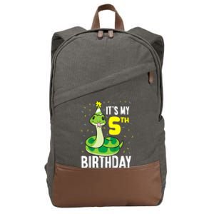 Kids Snakes Its My 5th Birthday 5 Year Old Birthday Cotton Canvas Backpack