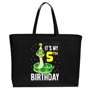 Kids Snakes Its My 5th Birthday 5 Year Old Birthday Cotton Canvas Jumbo Tote