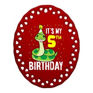 Kids Snakes Its My 5th Birthday 5 Year Old Birthday Ceramic Oval Ornament