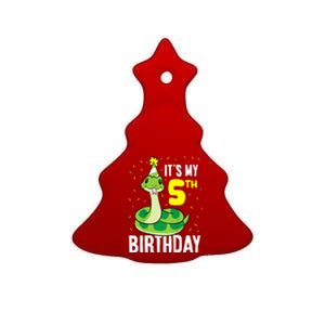 Kids Snakes Its My 5th Birthday 5 Year Old Birthday Ceramic Tree Ornament