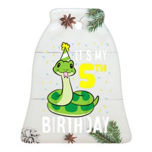 Kids Snakes Its My 5th Birthday 5 Year Old Birthday Ceramic Bell Ornament