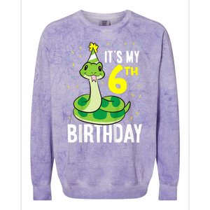 Kids Snakes Its My 6th Birthday 6 Year Old Birthday Colorblast Crewneck Sweatshirt