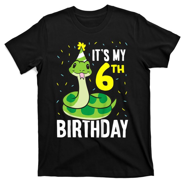 Kids Snakes Its My 6th Birthday 6 Year Old Birthday T-Shirt