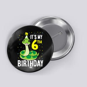 Kids Snakes Its My 6th Birthday 6 Year Old Birthday Button