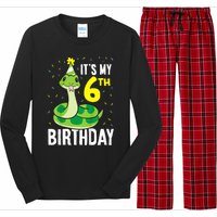 Kids Snakes Its My 6th Birthday 6 Year Old Birthday Long Sleeve Pajama Set