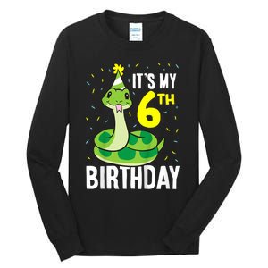 Kids Snakes Its My 6th Birthday 6 Year Old Birthday Tall Long Sleeve T-Shirt