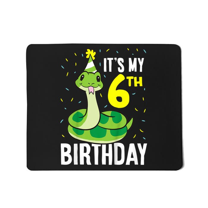 Kids Snakes Its My 6th Birthday 6 Year Old Birthday Mousepad