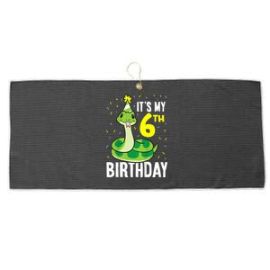 Kids Snakes Its My 6th Birthday 6 Year Old Birthday Large Microfiber Waffle Golf Towel