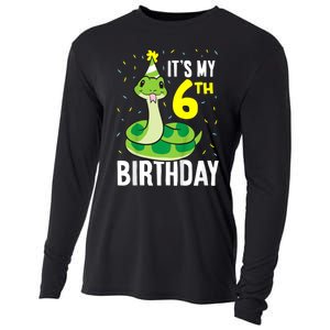 Kids Snakes Its My 6th Birthday 6 Year Old Birthday Cooling Performance Long Sleeve Crew