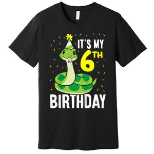 Kids Snakes Its My 6th Birthday 6 Year Old Birthday Premium T-Shirt